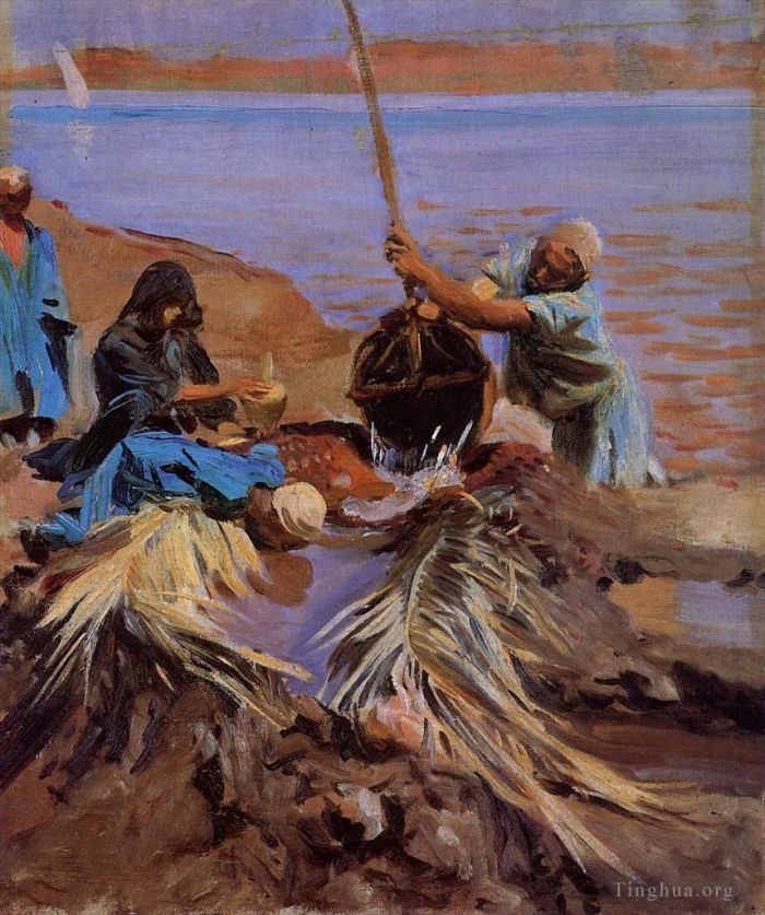 约翰·辛格·萨金特 的油画作品 -  《埃及人从尼罗河取水》