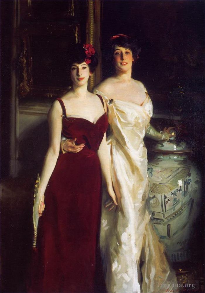 约翰·辛格·萨金特 的油画作品 -  《埃娜和贝蒂的女儿亚瑟和韦特海默夫人的肖像》
