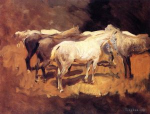 艺术家约翰·辛格·萨金特作品《帕尔马的马匹》