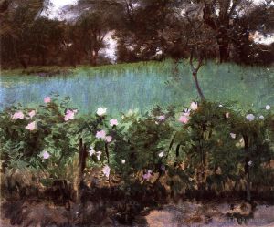 艺术家约翰·辛格·萨金特作品《风景与玫瑰格子》
