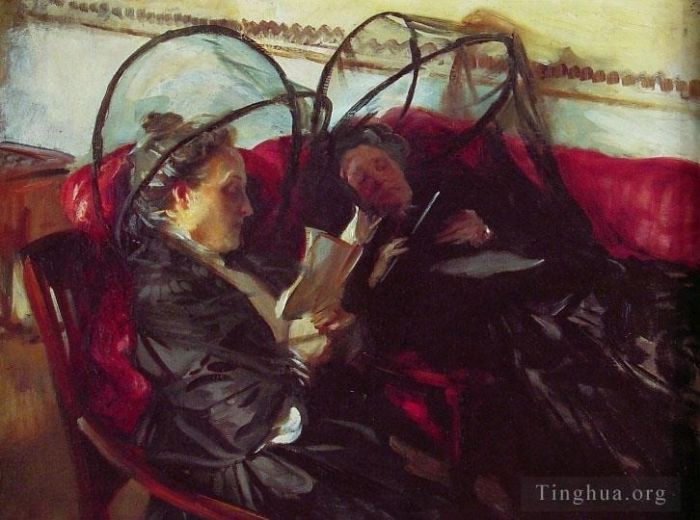 约翰·辛格·萨金特 的油画作品 -  《蚊帐》
