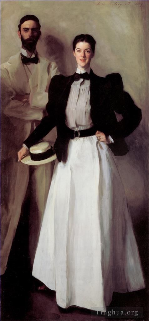 约翰·辛格·萨金特 的油画作品 -  《艾萨克·牛顿·菲尔普斯·斯托克斯先生和夫人的肖像》