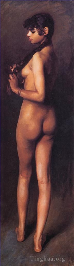 约翰·辛格·萨金特 的油画作品 -  《裸体埃及女孩》