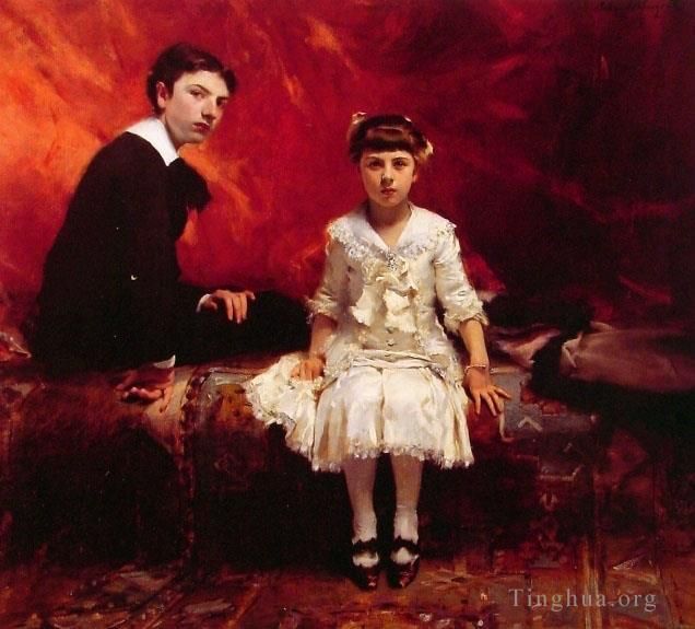 约翰·辛格·萨金特 的油画作品 -  《爱德华和玛丽·洛伊丝·帕耶隆的肖像》