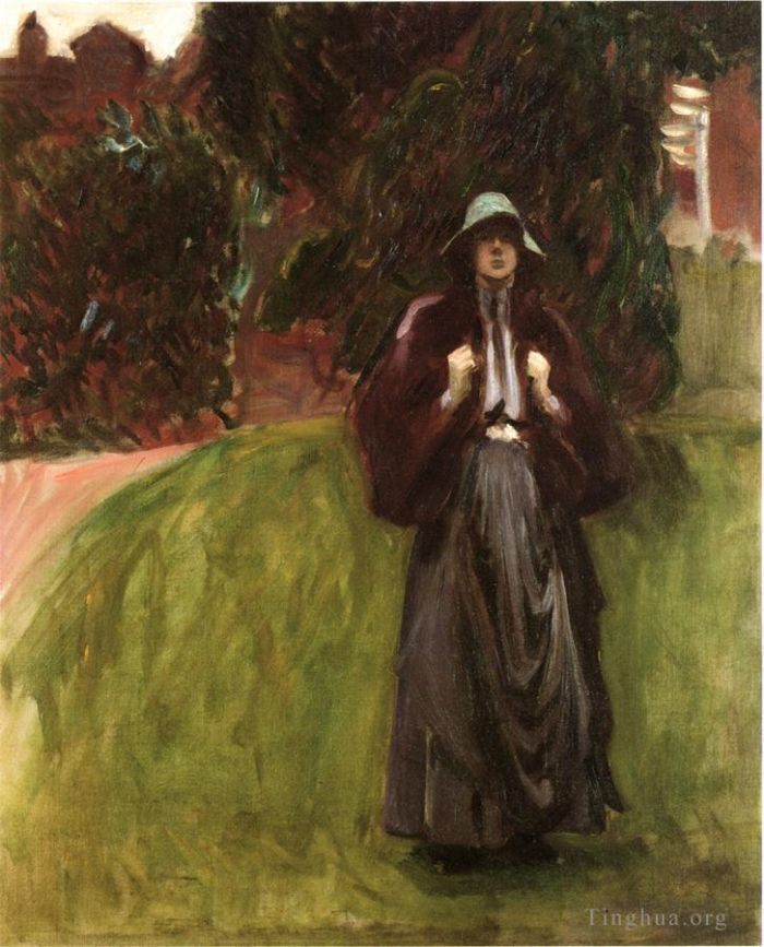 约翰·辛格·萨金特 的油画作品 -  《克莱门蒂娜·奥斯特拉瑟·汤普森小姐的肖像》