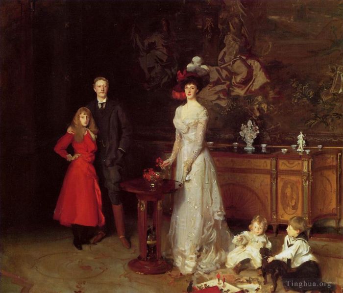 约翰·辛格·萨金特 的油画作品 -  《乔治·西特韦尔爵士艾达·西特韦尔女士及其家人》
