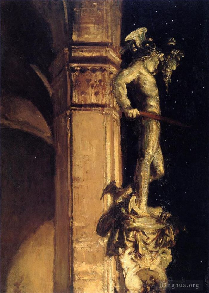 约翰·辛格·萨金特 的油画作品 -  《珀尔修斯雕像之夜》