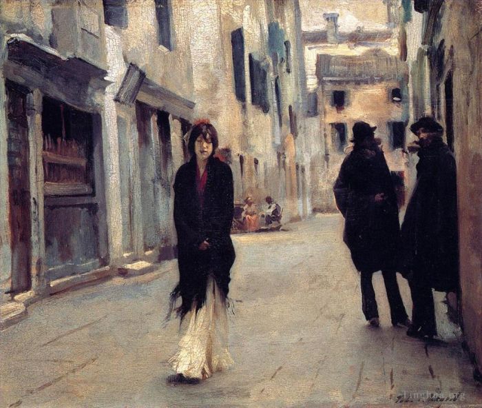 约翰·辛格·萨金特 的油画作品 -  《威尼斯的街道》