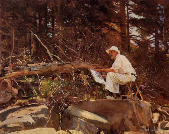约翰·辛格·萨金特 的油画作品 -  《艺术家素描》