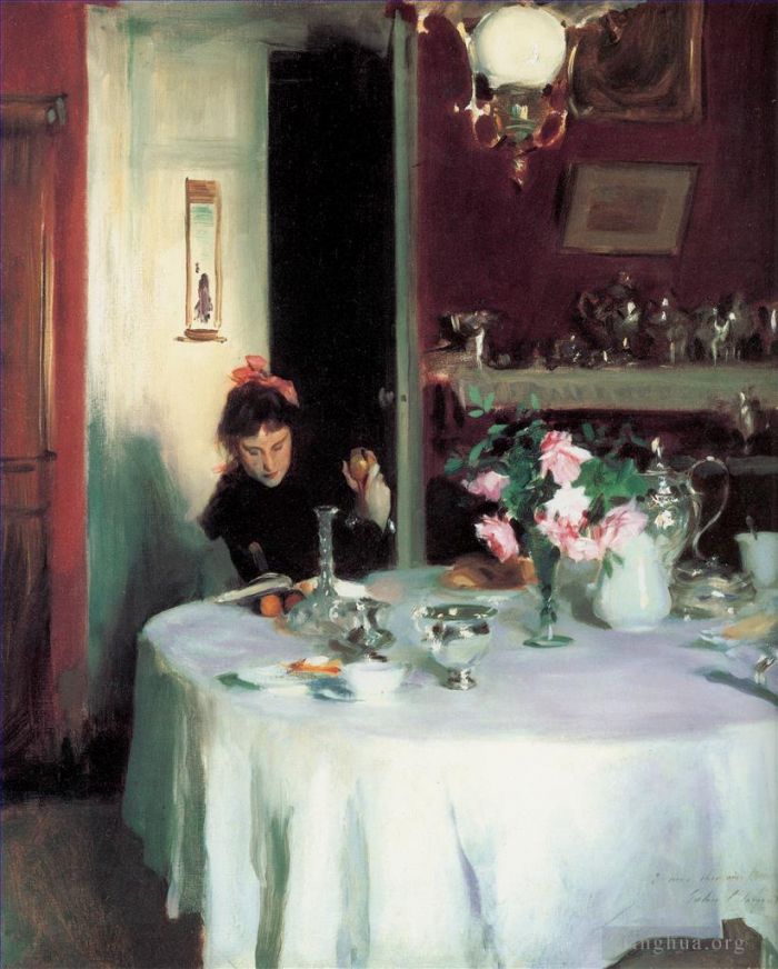 约翰·辛格·萨金特 的油画作品 -  《早餐桌》
