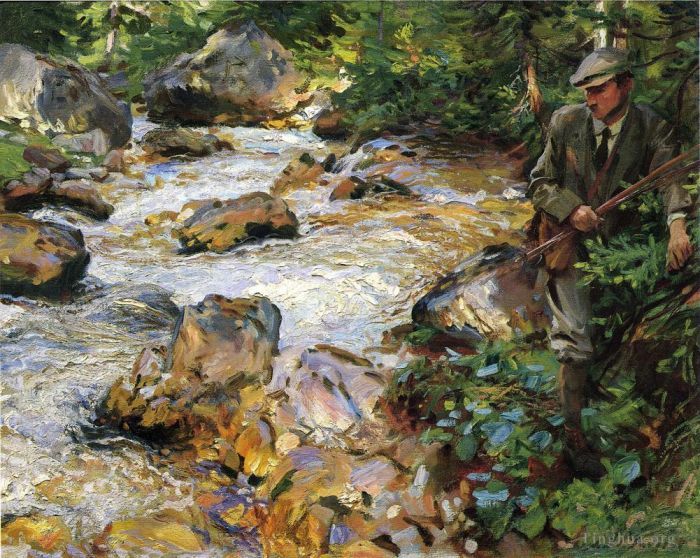 约翰·辛格·萨金特 的油画作品 -  《蒂罗尔河的鳟鱼溪》