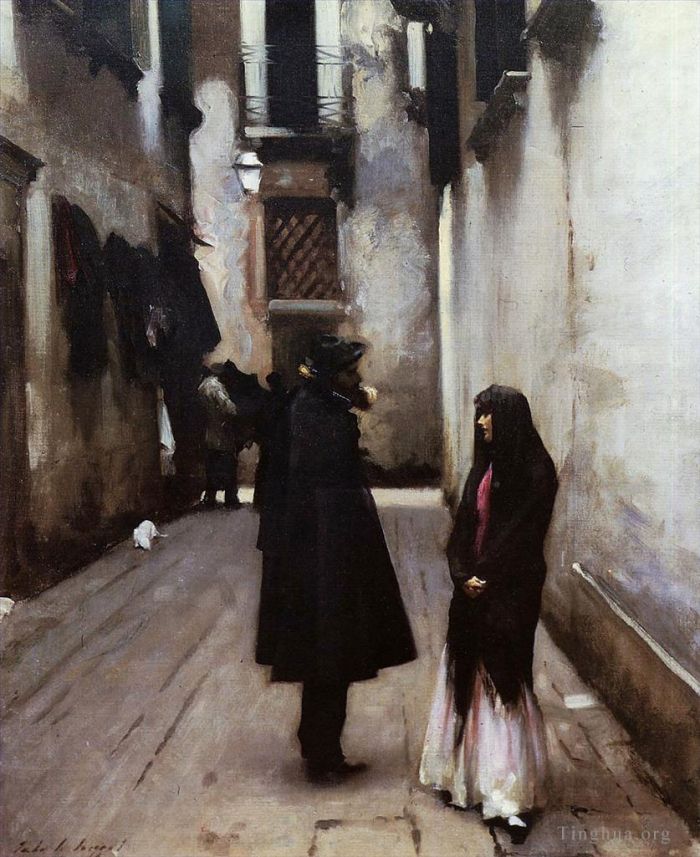约翰·辛格·萨金特 的油画作品 -  《威尼斯人街》