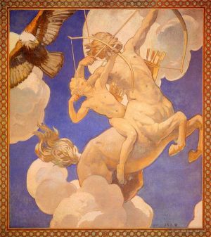 艺术家约翰·辛格·萨金特作品《4凯龙星和阿喀琉斯》