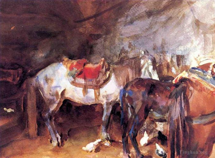 约翰·辛格·萨金特 的各类绘画作品 -  《阿拉伯马厩》