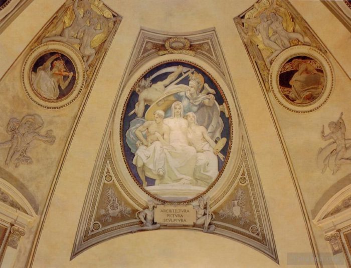 约翰·辛格·萨金特 的各类绘画作品 -  《雅典娜保护建筑绘画和雕塑免受时间的破坏》