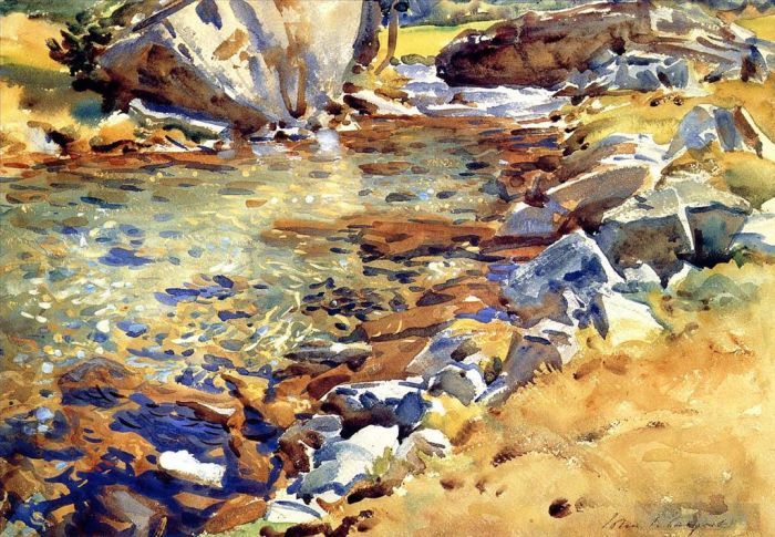 约翰·辛格·萨金特 的各类绘画作品 -  《岩石间的溪流》