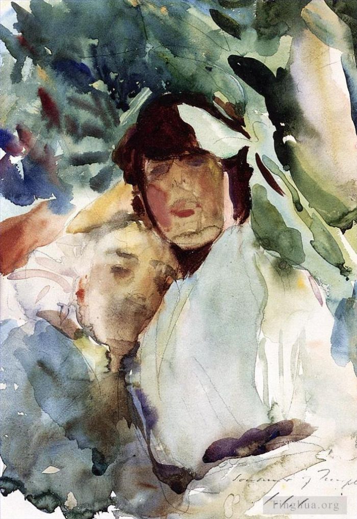 约翰·辛格·萨金特 的各类绘画作品 -  《埃娜·韦特海默与安东尼奥·曼奇尼》