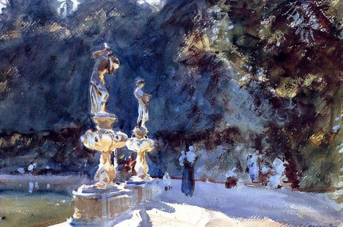 约翰·辛格·萨金特 的各类绘画作品 -  《佛罗伦萨喷泉波波里花园》