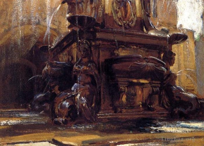 约翰·辛格·萨金特 的各类绘画作品 -  《在博洛尼亚的喷泉》