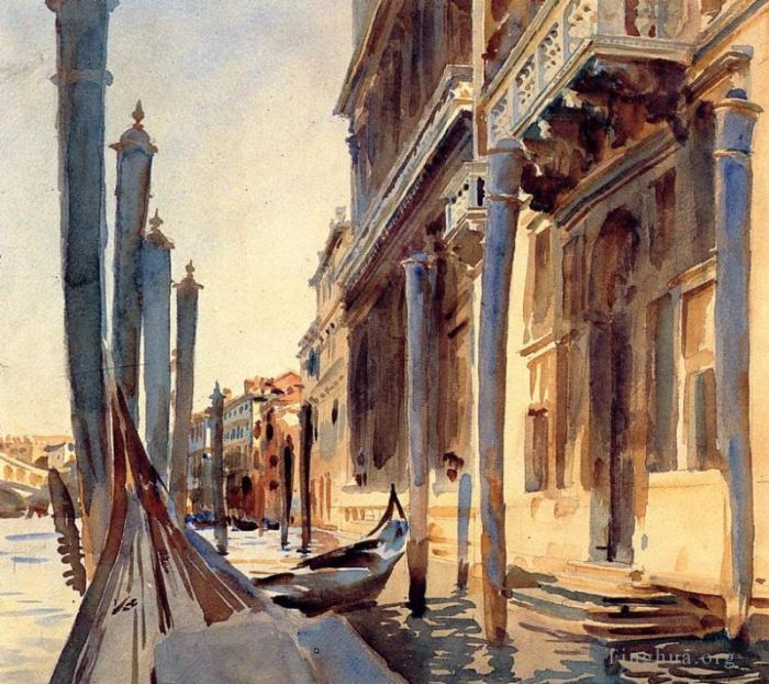 约翰·辛格·萨金特 的各类绘画作品 -  《大运河威尼斯船》
