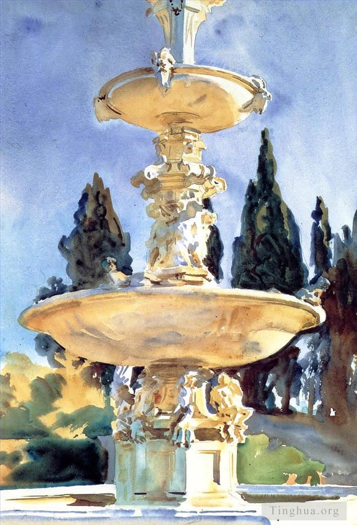 约翰·辛格·萨金特 的各类绘画作品 -  《美第奇别墅里》