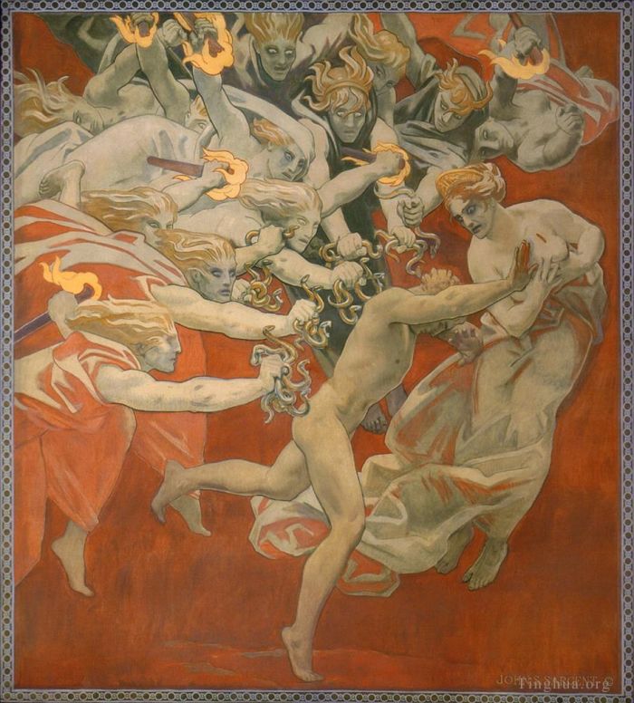 约翰·辛格·萨金特 的各类绘画作品 -  《俄瑞斯忒斯被复仇女神追击》