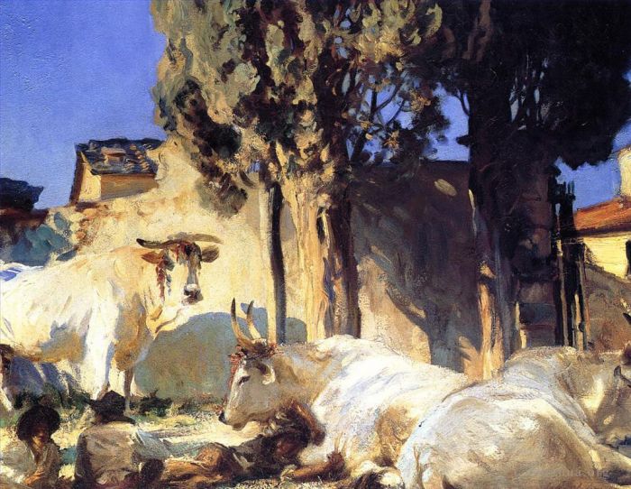 约翰·辛格·萨金特 的各类绘画作品 -  《牛休息2》