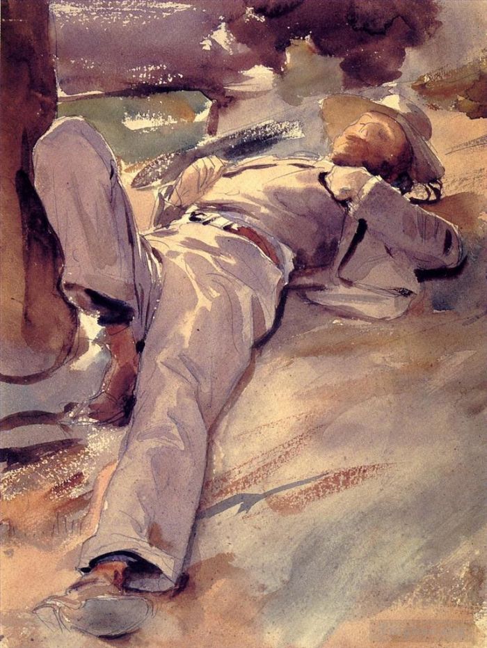 约翰·辛格·萨金特 的各类绘画作品 -  《帕特·哈里森（Pater,Harrison）又名“午睡”》