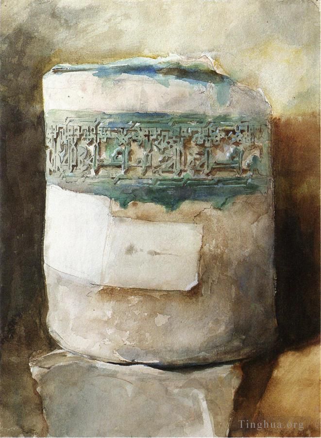 约翰·辛格·萨金特 的各类绘画作品 -  《带有彩陶装饰的波斯工艺品》