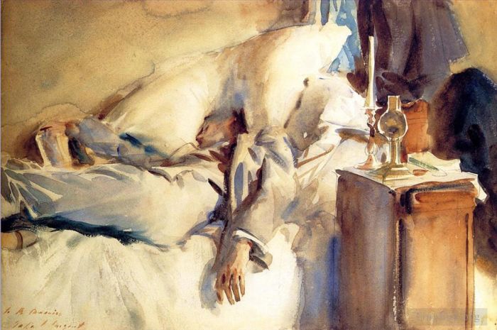 约翰·辛格·萨金特 的各类绘画作品 -  《彼得·哈里森睡着了》