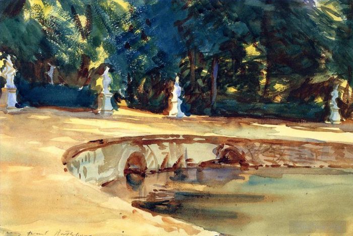 约翰·辛格·萨金特 的各类绘画作品 -  《拉格兰哈花园的游泳池》