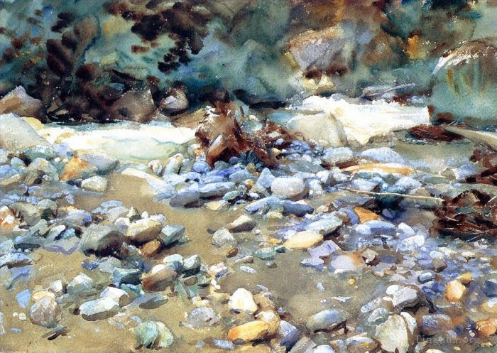 约翰·辛格·萨金特 的各类绘画作品 -  《冰川洪流的普图德河床》