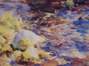 艺术家约翰·辛格·萨金特作品《倒影岩石水》