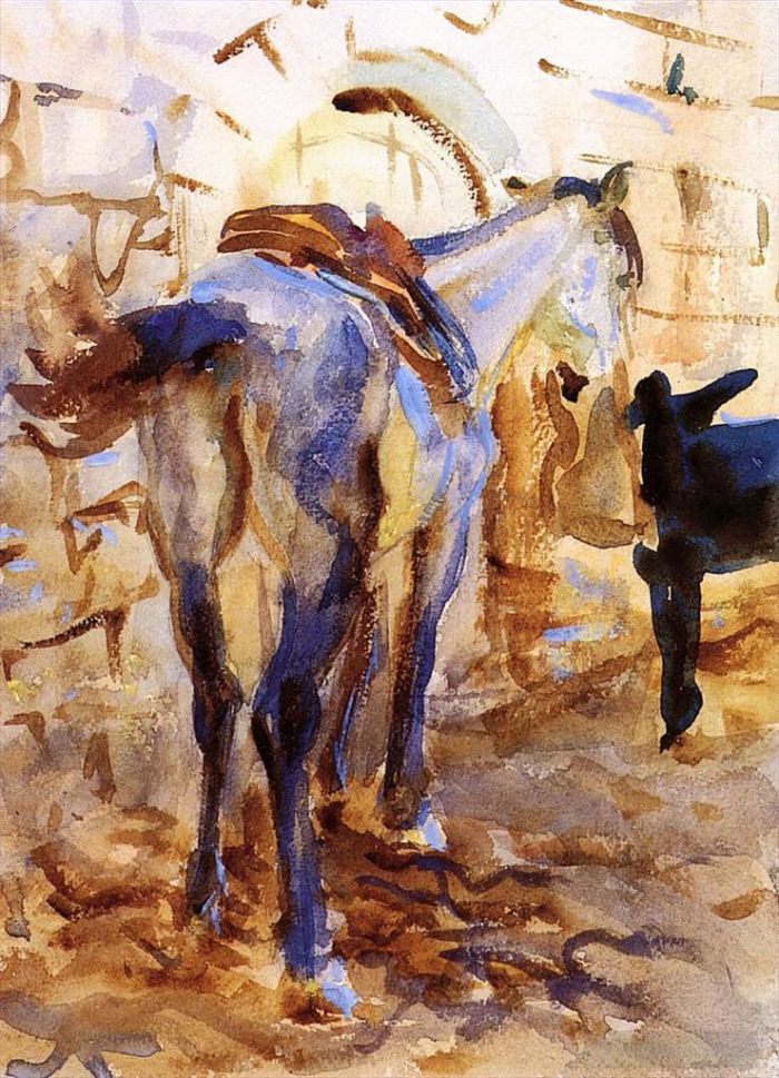 约翰·辛格·萨金特 的各类绘画作品 -  《鞍马巴勒斯坦》