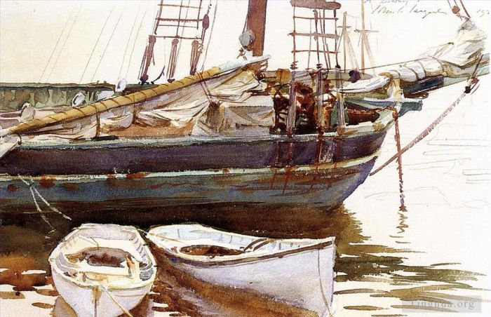 约翰·辛格·萨金特 的各类绘画作品 -  《纵帆船凯瑟琳·萨姆斯维尔缅因州》