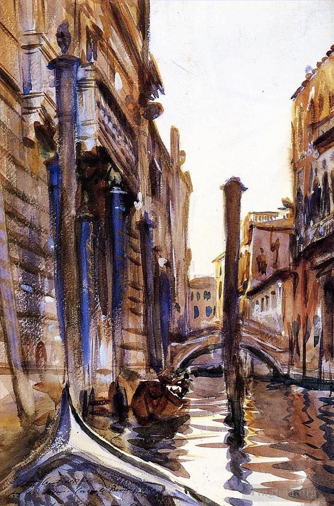 约翰·辛格·萨金特 的各类绘画作品 -  《威尼斯的侧运河》