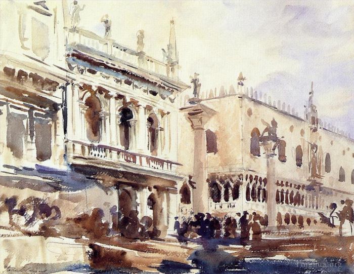约翰·辛格·萨金特 的各类绘画作品 -  《广场和总督宫》