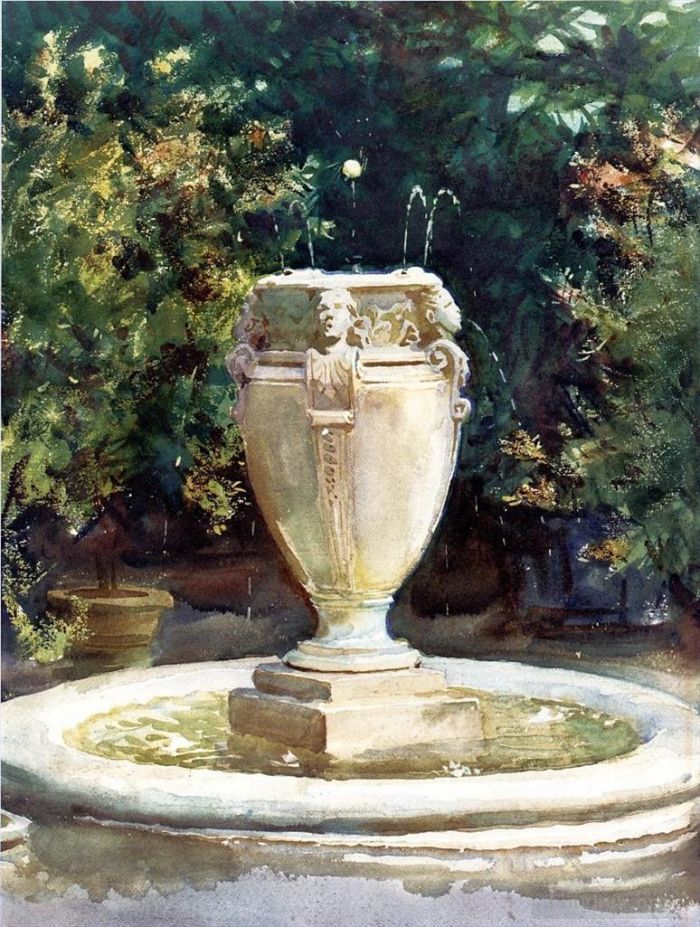约翰·辛格·萨金特 的各类绘画作品 -  《花瓶喷泉,Pocantico》