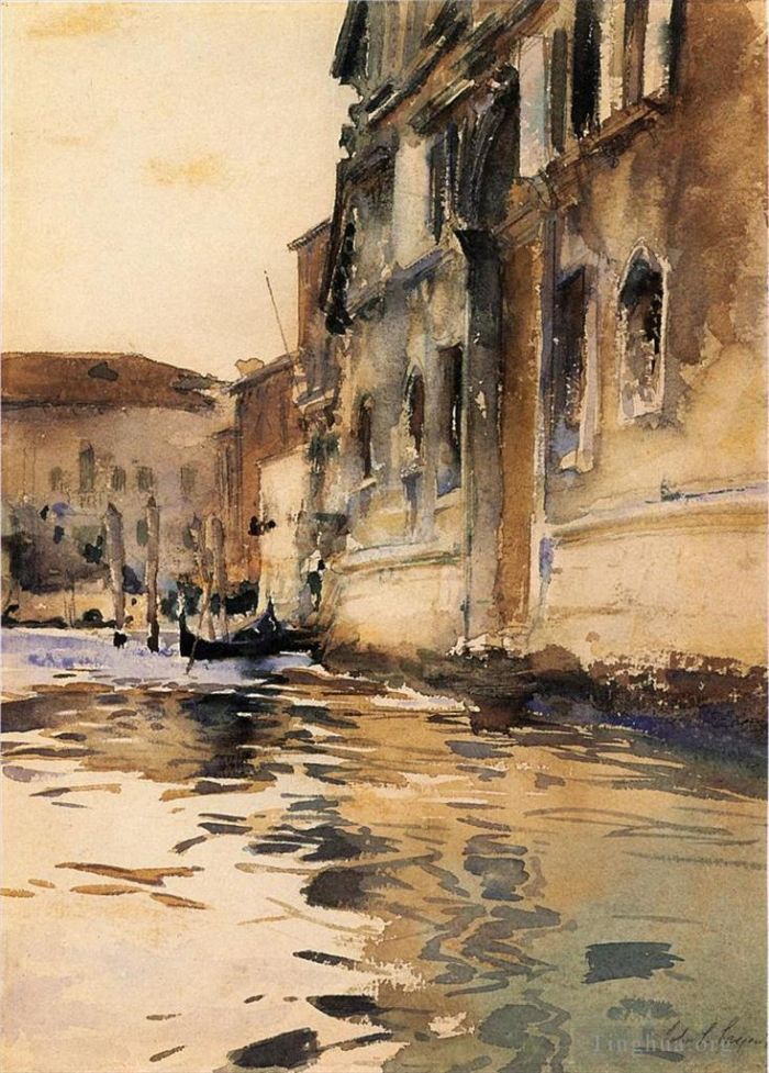 约翰·辛格·萨金特 的各类绘画作品 -  《威尼斯运河宫角》