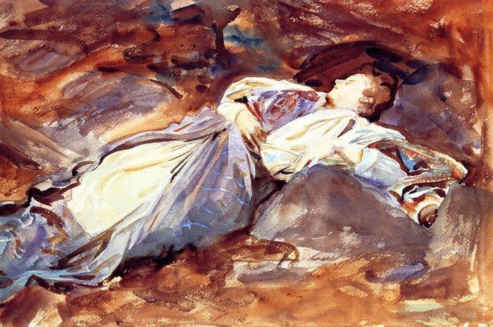 约翰·辛格·萨金特 的各类绘画作品 -  《紫罗兰睡觉》