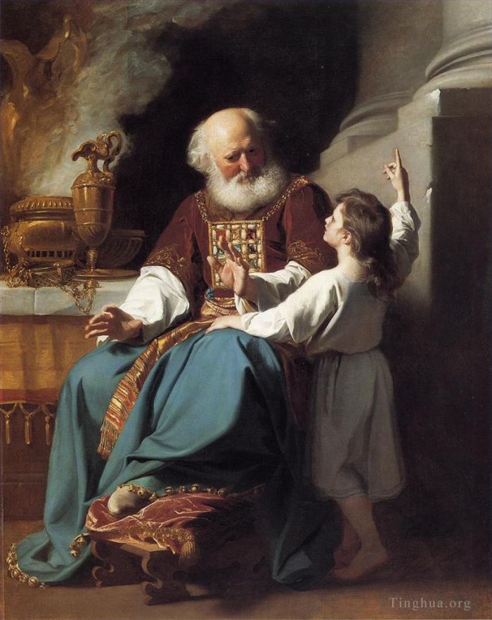 约翰·辛格尔顿·科普利 的油画作品 -  《撒母耳向以利宣读上帝对以利家的审判》