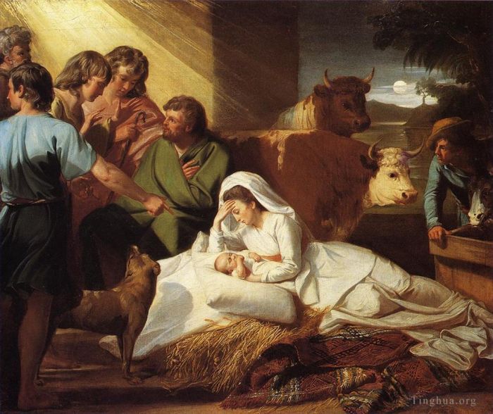 约翰·辛格尔顿·科普利 的油画作品 -  《耶稣诞生》