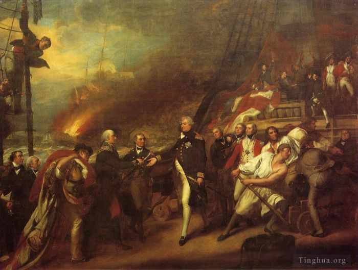 约翰·辛格尔顿·科普利 的油画作品 -  《邓肯勋爵的胜利，又名荷兰海军上将德温特的投降》