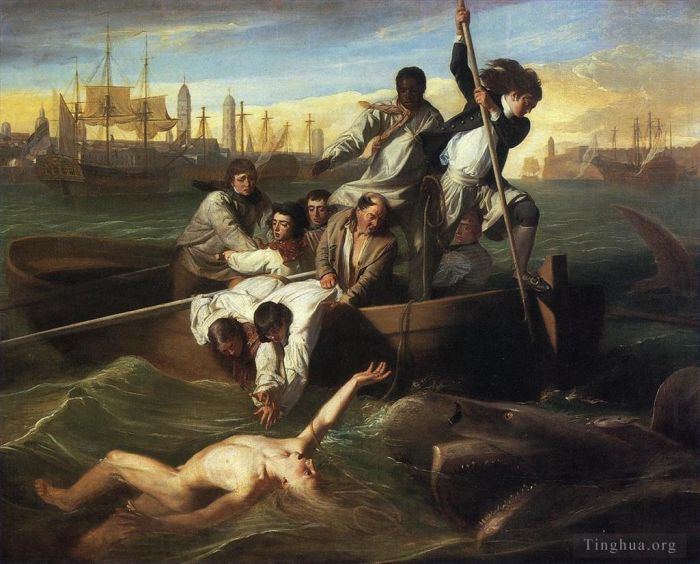 约翰·辛格尔顿·科普利 的油画作品 -  《沃森和鲨鱼》