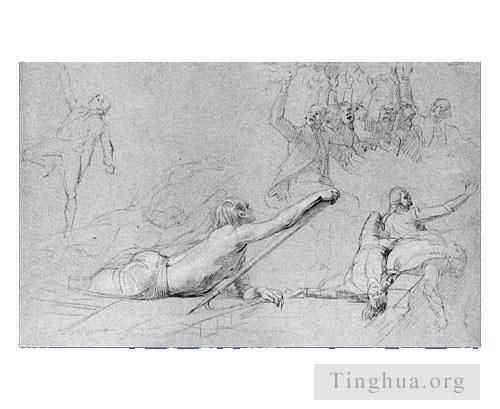 约翰·辛格尔顿·科普利 的各类绘画作品 -  《围攻直布罗陀人物研究》