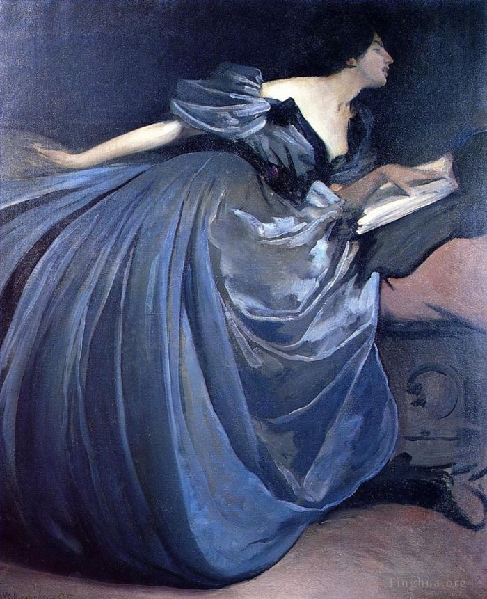 约翰·怀特·亚历山大 的油画作品 -  《木槿属》