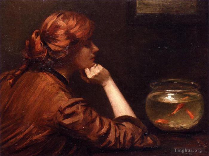约翰·怀特·亚历山大 的油画作品 -  《空闲的时刻》