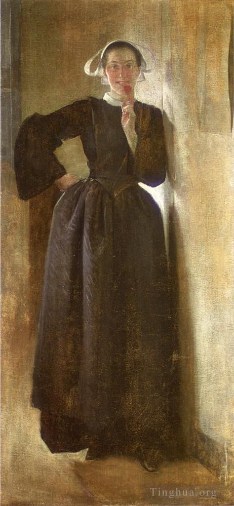 约翰·怀特·亚历山大 的油画作品 -  《布列塔尼女仆约瑟芬》