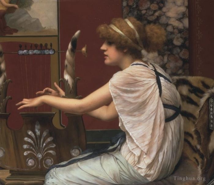 约翰·威廉·高沃德 的油画作品 -  《埃拉托弹奏竖琴》