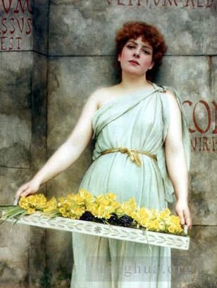 约翰·威廉·高沃德 的油画作品 -  《卖花人1896》